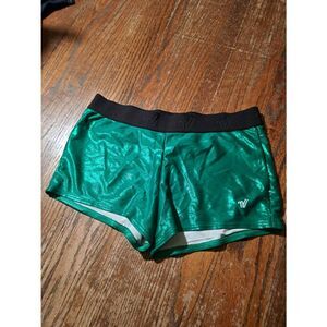 Varsity Spirit Shimmer Green Cheer Shorts Medium Elastic Waist Athletic Dancer